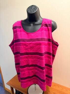 Studio Works 2X Pink Striped Tank Top Shirt